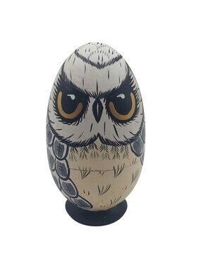 Hand Painted Russian Owl Wooden Nesting Dolls Set Of 3 Missing Parts